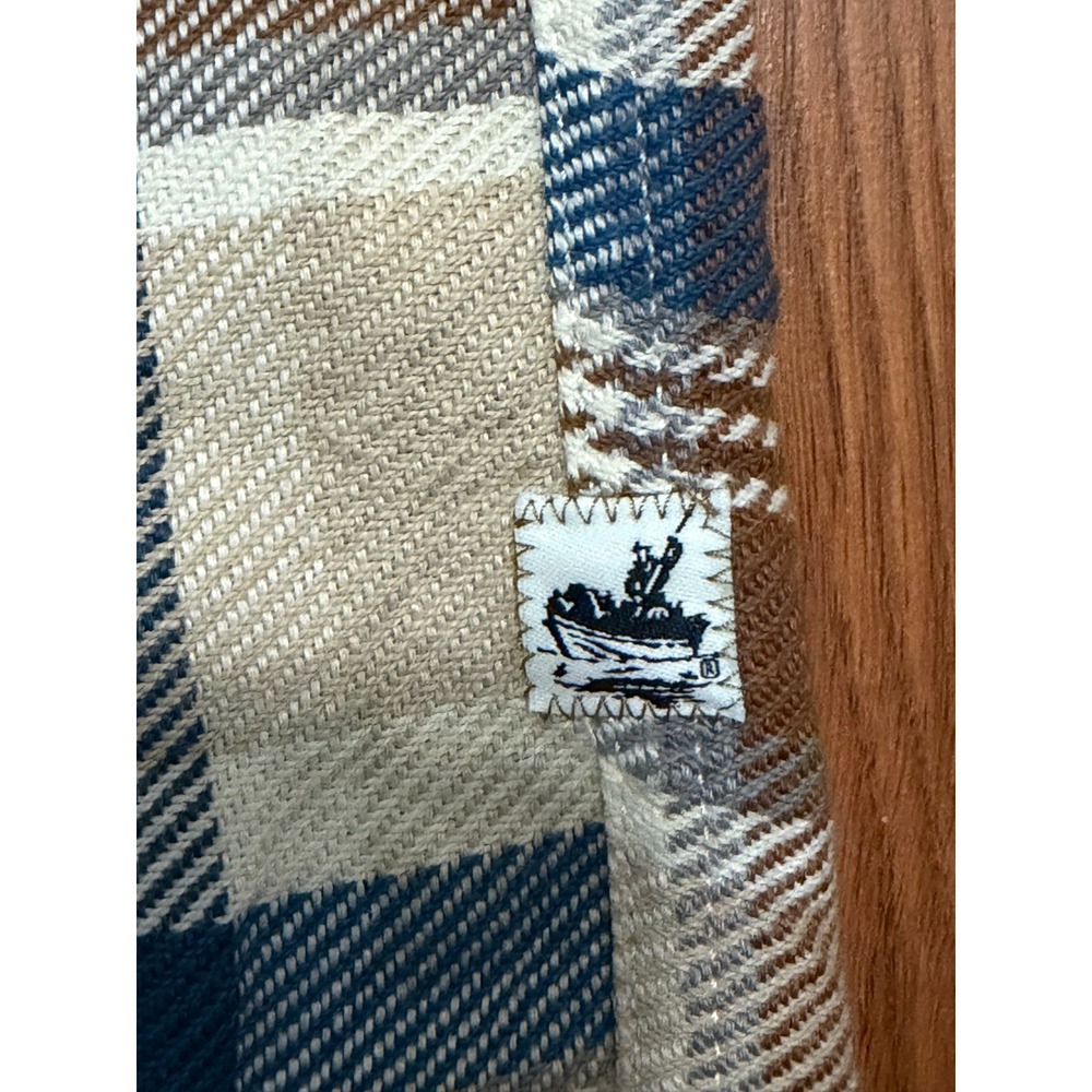 Atlantic Rancher Shirt Mens Medium Plaid Linen Blend Workwear Button Front - Picture 12 of 13